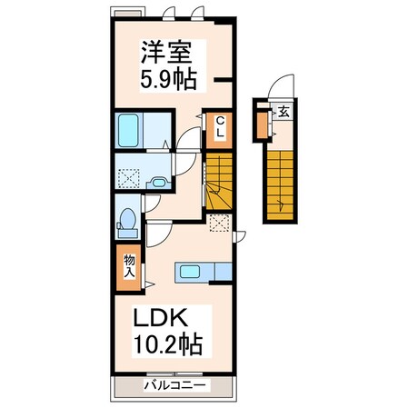 帯山九丁目 徒歩3分 2階の物件間取画像